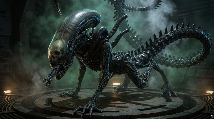 alien xenomorph on circular platform