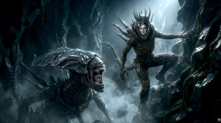 ripley in xenomorph biosuit fights alien queen (v3)